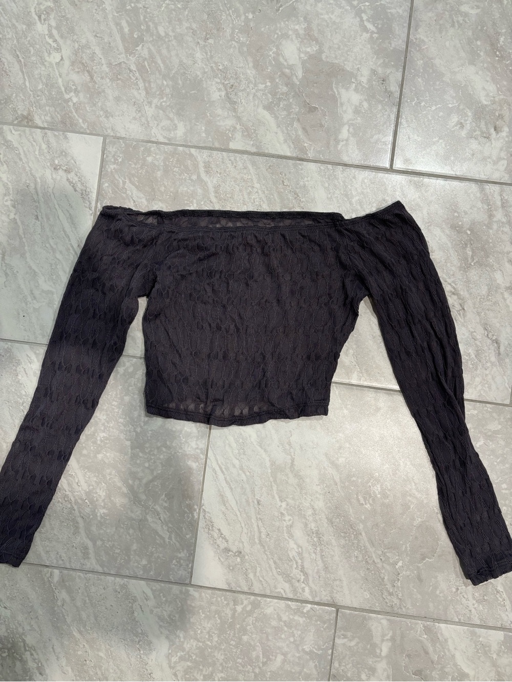 Pueple/grey long sleeve see through top